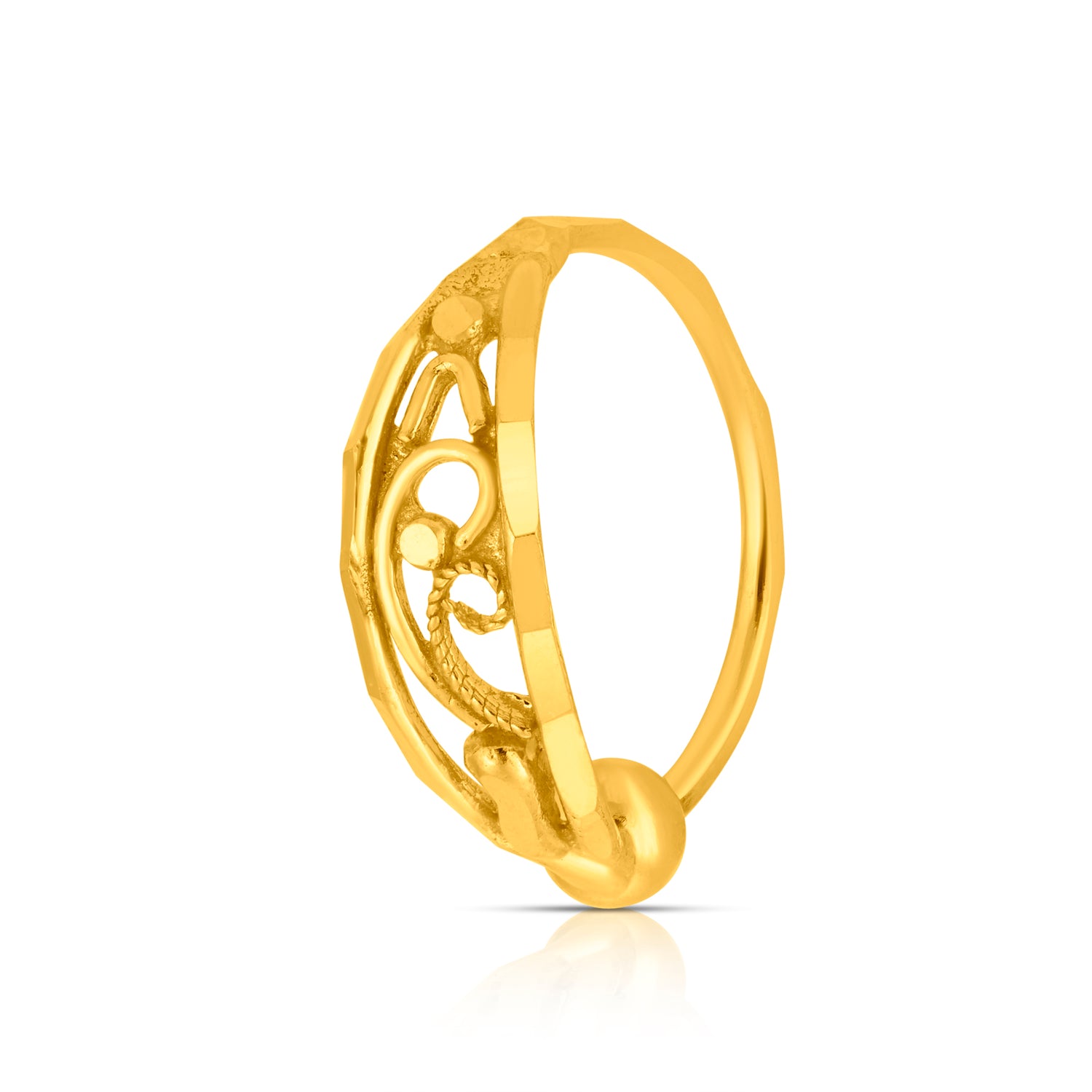 Swirl Delight Gold Nose Ring in 18K gold featuring elegant vine-inspired swirl design