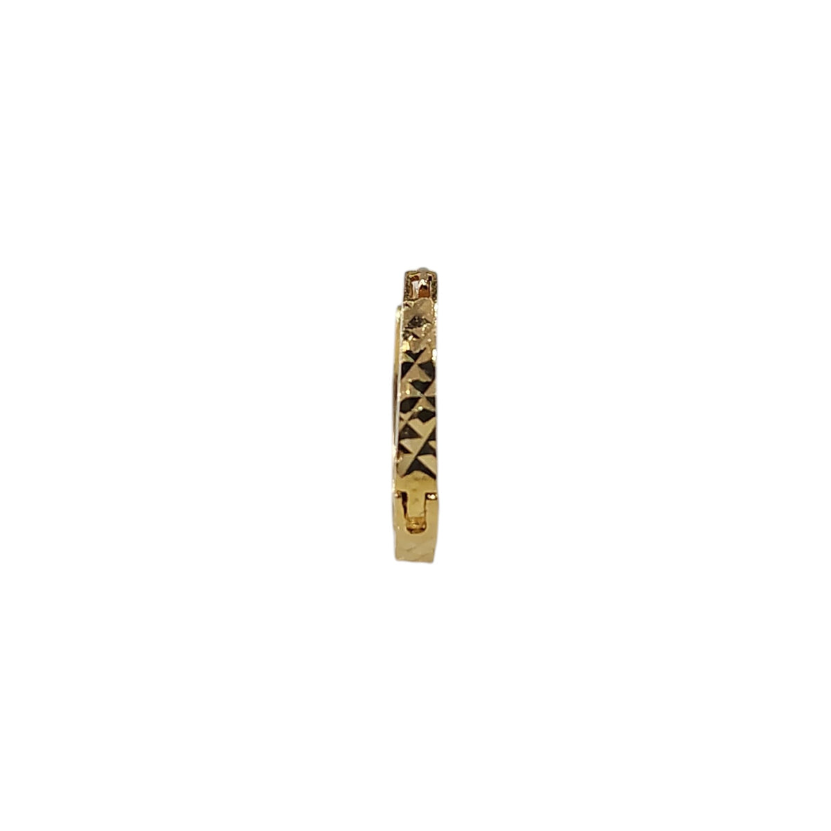 Twist Mosaic gold nose pin in 18K side view showing slim geometric textured mosaic design
