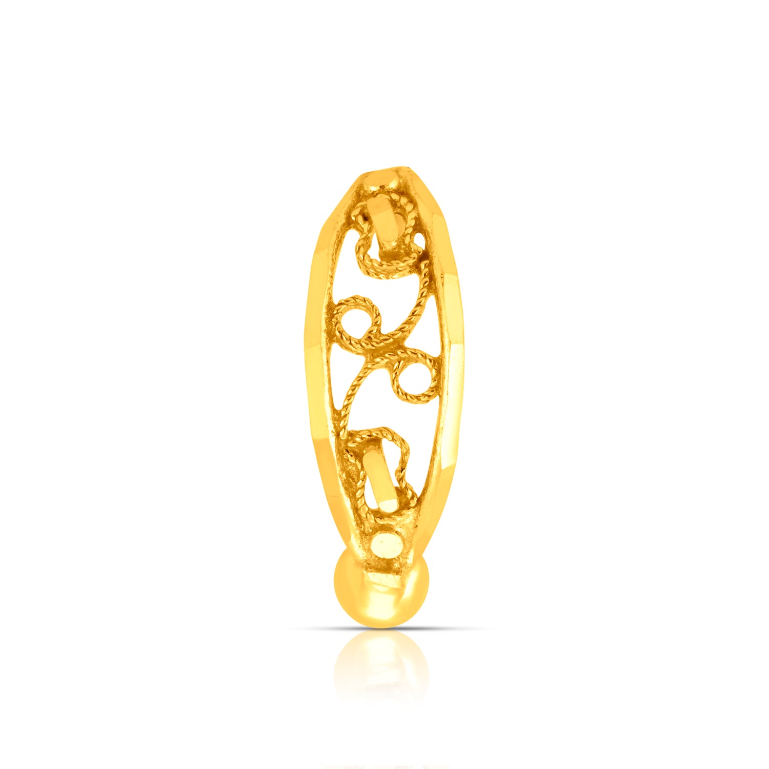 Vine Loop Gold Nose Ring in 18K gold with elegant vine-inspired filigree, front view from Yuvora