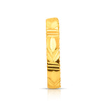 Viva Mosaic gold nose pin featuring engraved geometric line patterns in a detailed front view
